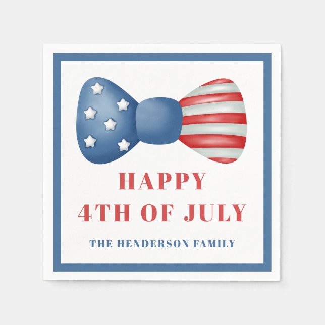 Red, White and Blue Bow 4:e juli Pappersservett (Framsidan)