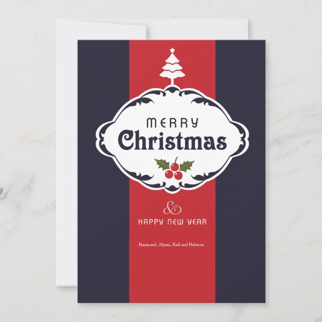 Red White and Blue Christmas Greeting Card Julkort (Framsida)