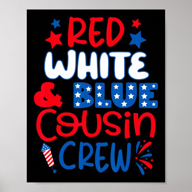 Red White and Blue Cousin Crew 4:e juli Indepen Poster (Framsidan)