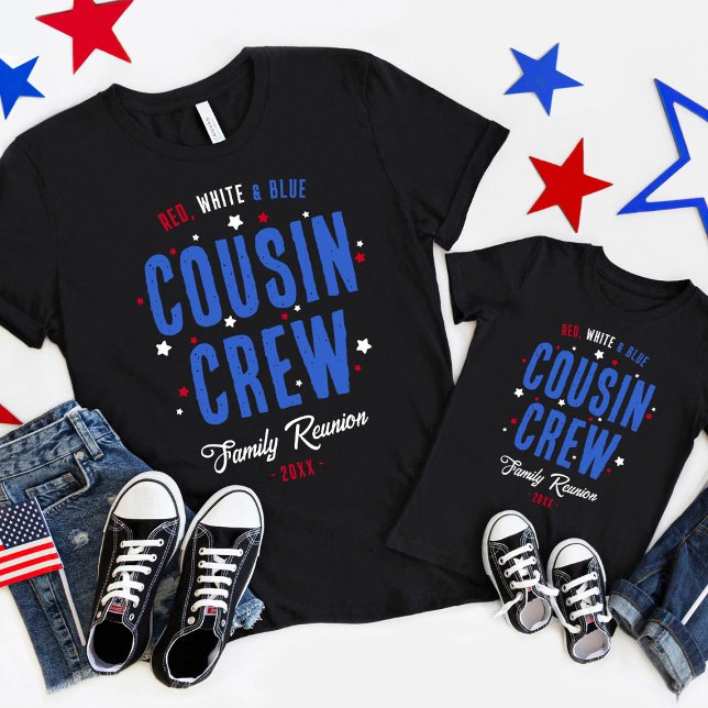 Red White and Blue Cousin Crew 4:e juli T Shirt (Red, white, and blue with my favorite crew)