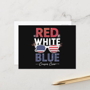 Red White and Blue Cousin Crew 4:e juli Vykort