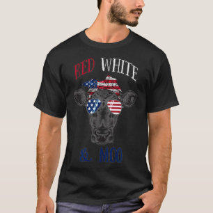 Red White and Blue Cow American Flagga Heifer T Shirt