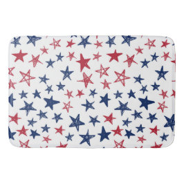 Red White and Blue Doodle Stars Badrumsmatta