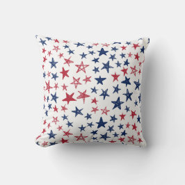 Red White and Blue Doodle Stars Kudde