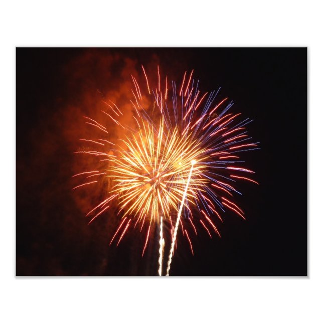 Red, White and Blue Fireworks I Patriotic Fototryck (Framsidan)
