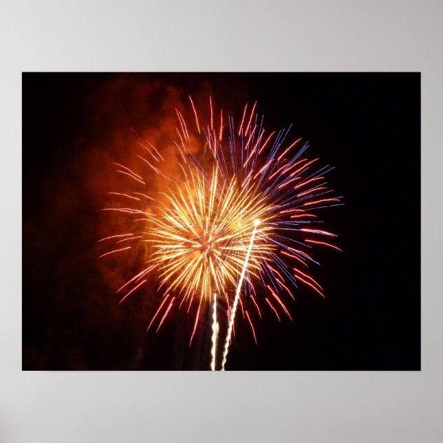 Red, White and Blue Fireworks I Patriotic Poster (Framsidan)