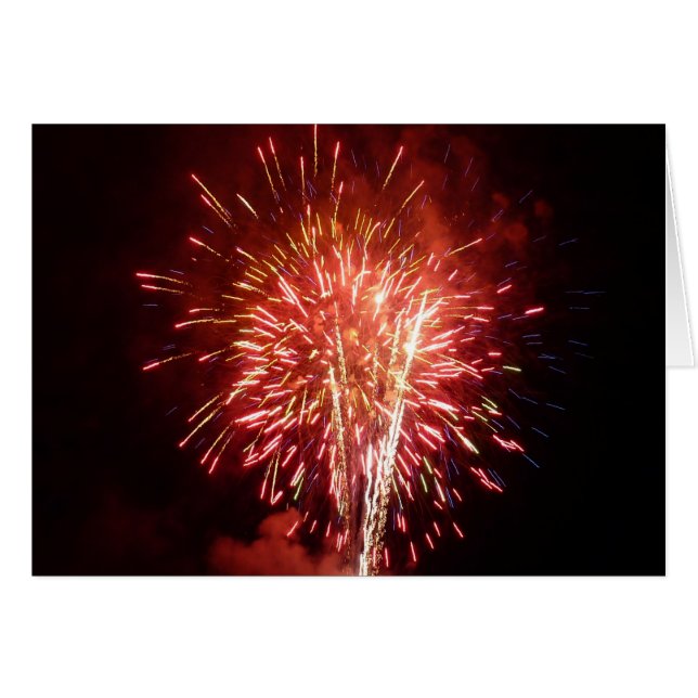 Red, White and Blue Fireworks II Patriotic Hälsningskort (Framsidan Horizontal)