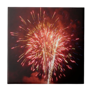 Red, White and Blue Fireworks II Patriotic Kakelplatta