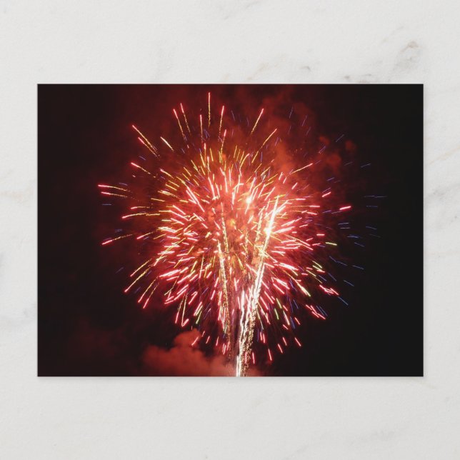 Red, White and Blue Fireworks II Patriotic Vykort (Framsida)