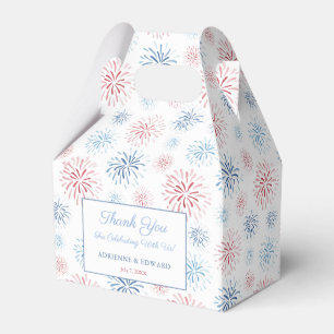 Red White and Blue Fireworks Summer Bröllop Presentaskar