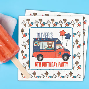 Red White and Blue Ice Cream Lastbil Party Birthda Pappersservett