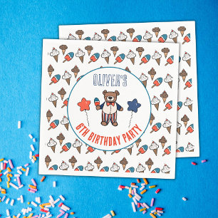 Red White and Blue Ice Cream Party Birthday Pappersservett