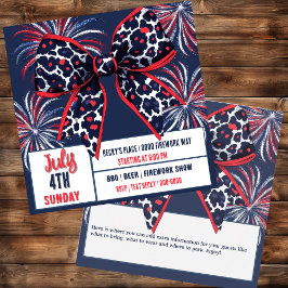 Red White and Blue Leopard Coquette Bow Inbjudningar