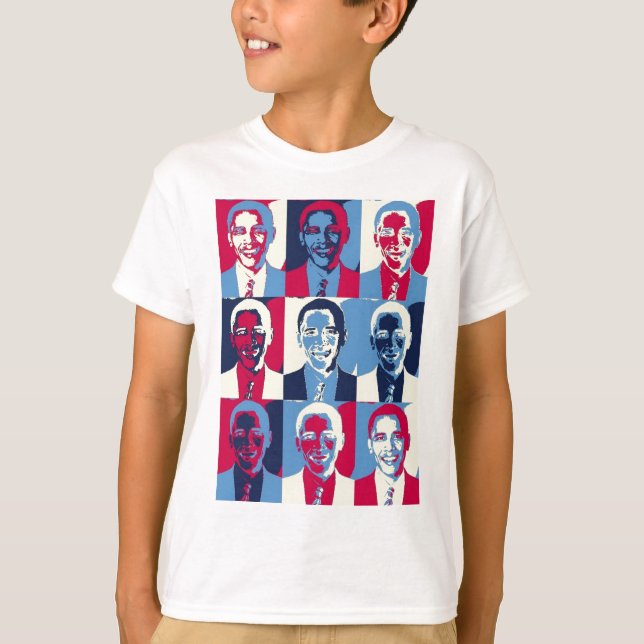 Red, White and Blue Obama Pop Art Tröja (Framsida)