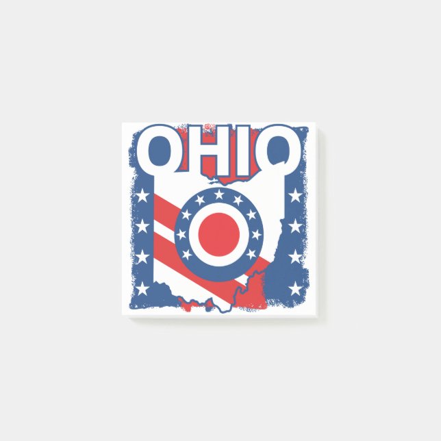 Red White and Blue Patriotic Grunge Ohio Post-it Block (Framsida)