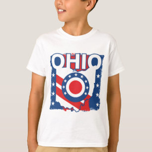 Red White and Blue Patriotic Grunge Ohio T Shirt