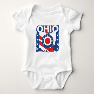 Red White and Blue Patriotic Grunge Ohio T Shirt