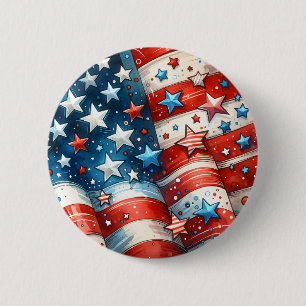 Red, White and Blue Patriotic US Flagga Abstrakt Knapp