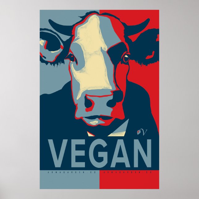 Red White and Blue Pop Art Cow Poster - Vegan  (Framsidan)