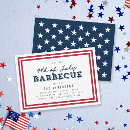 Red White and Blue Stars 4:e juli Barbecue Inbjudningar