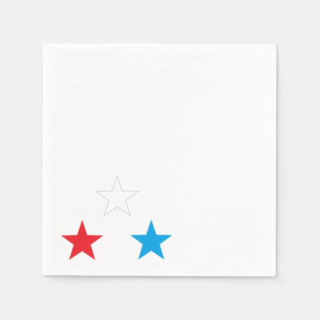 Red White and Blue Stars 4:e juli Napkins Pappersservett (Framsidan)