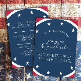 Red White and Blue Stars Patriotic 4:e juli BBQ Inbjudningar
