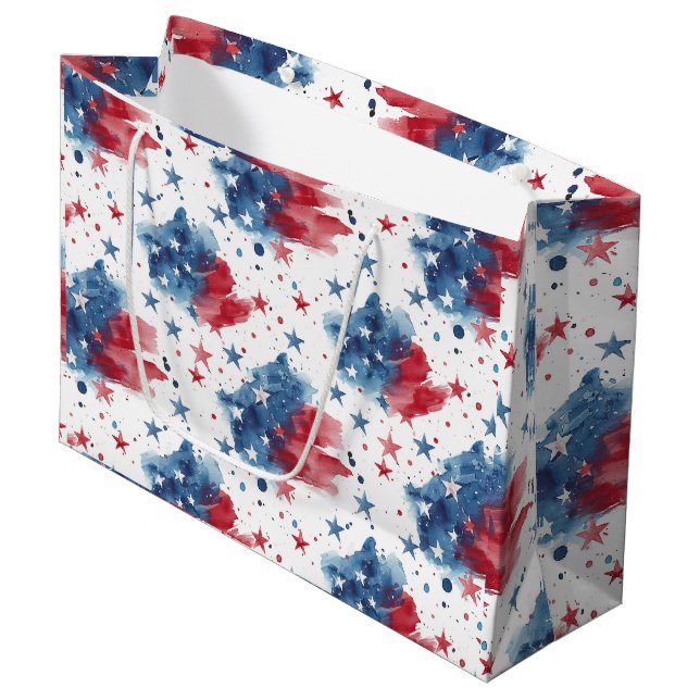 Red White and Blue Stars Patriotic Gift Bag (Framsidan Vinklad)