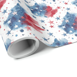 Red White and Blue Stars Patriotic Gift Wrap Paper Presentpapper