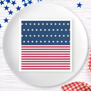 Red White and Blue Stars Rand 4:e juli Party Pappersservett