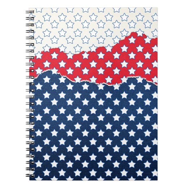 Red, White and Blue Stars (USA) (Förenade Stater) Anteckningsbok (Framsidan)