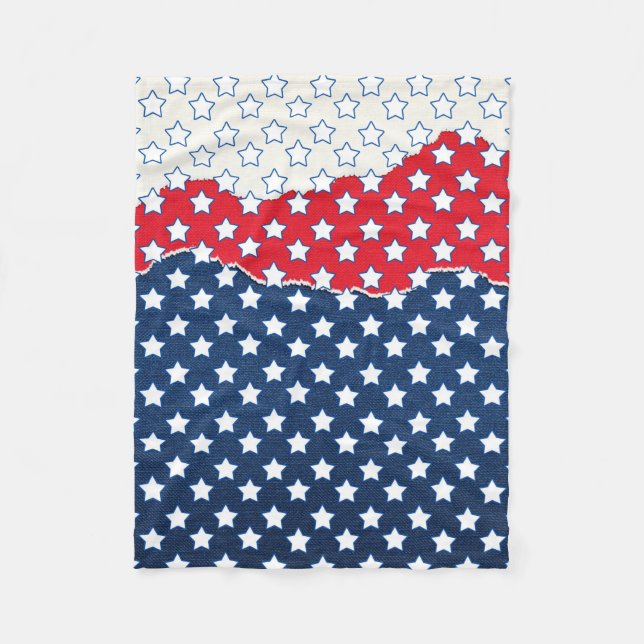 Red, White and Blue Stars (USA) (Förenade Stater) Fleecefilt (Framsidan)