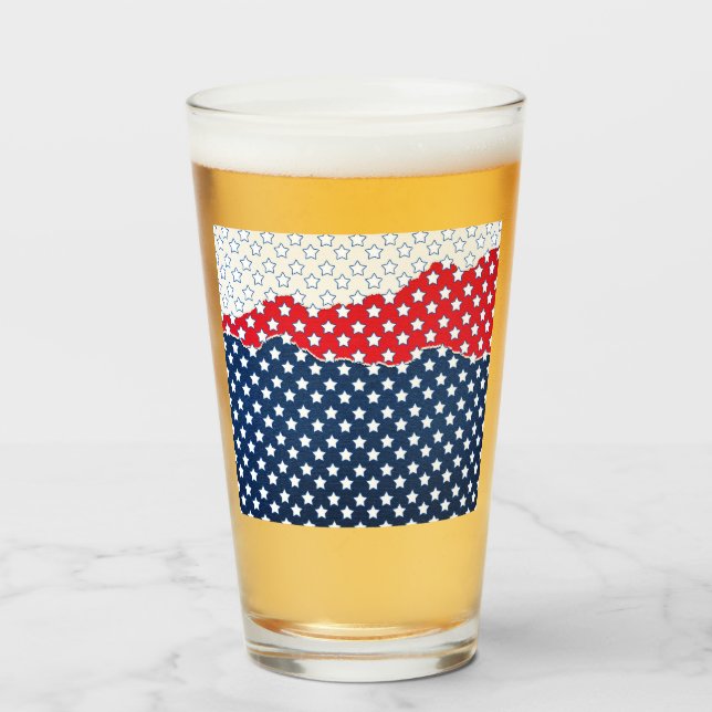 Red, White and Blue Stars (USA) (Förenade Stater) Glaskopp (Framsida fylld)