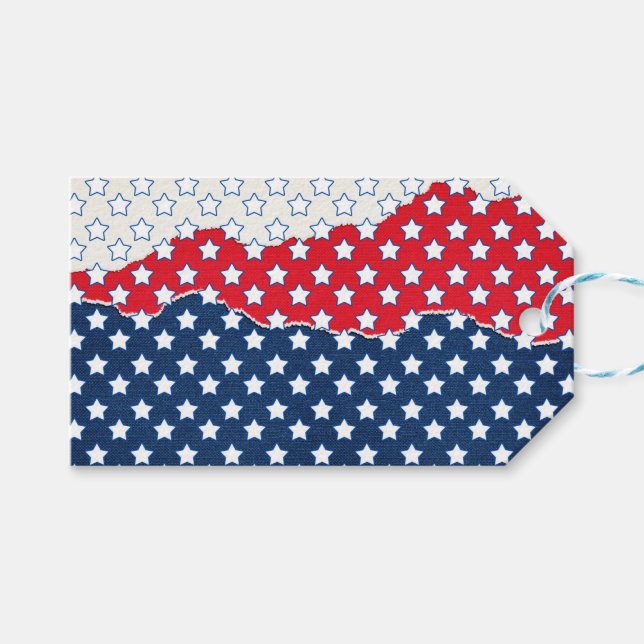 Red, White and Blue Stars (USA) (Förenade Stater) Presentetikett (Framsidan (Horisontell))