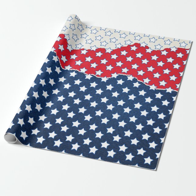 Red, White and Blue Stars (USA) (Förenade Stater) Presentpapper (Utrullad)