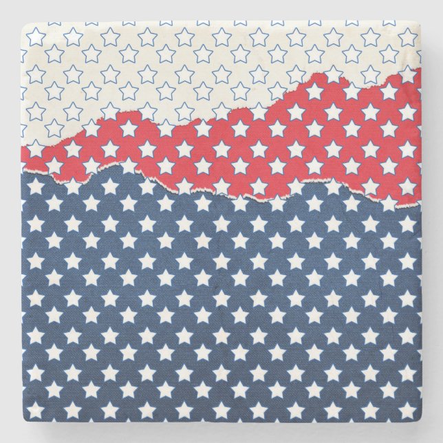 Red, White and Blue Stars (USA) (Förenade Stater) Stenunderlägg (Framsidan)