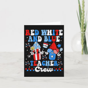 Red White and Blue Teacher Crew American Flagga 4: Kort