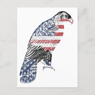 Red White and Blue USA Patriotic Eagle Art Vykort