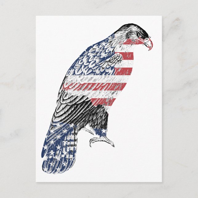Red White and Blue USA Patriotic Eagle Art Vykort (Framsida)