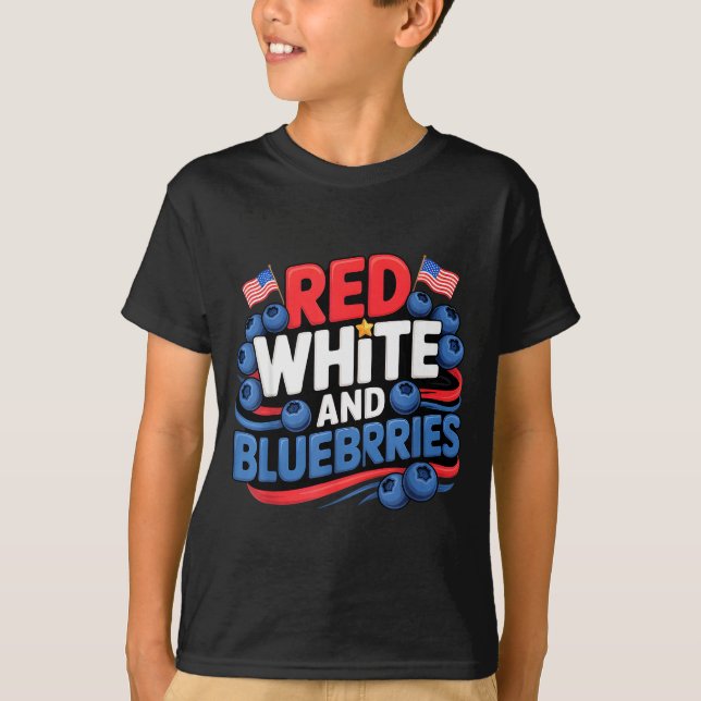 Red, White And Blueberries Patriot  T Shirt (Framsida)