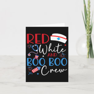 Red White and Boo Crew 4:e juli Nurse Nursi Kort