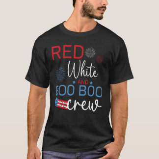 Red White and Boo Crew 4:e juli Nurse Nursi T Shirt