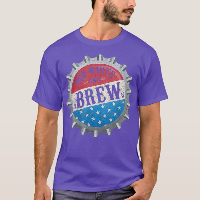 Red White and Brew 4:e juli Craft Beer Far T Shirt (Framsida)