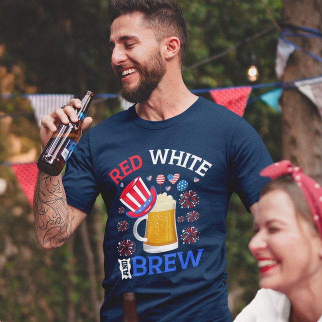 Red White and Brew - Funny 4th July Celebration T Shirt (Skapare uppladdad)