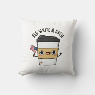 Red White and Brew Funny American Flagga Coffee Pu Kudde