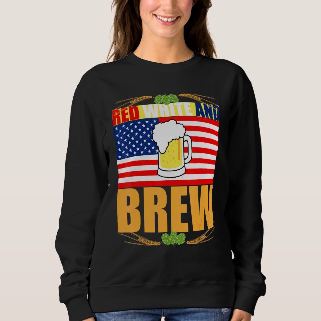 Red White and Brew Patriotic American Merica USA B T Shirt (Framsida)