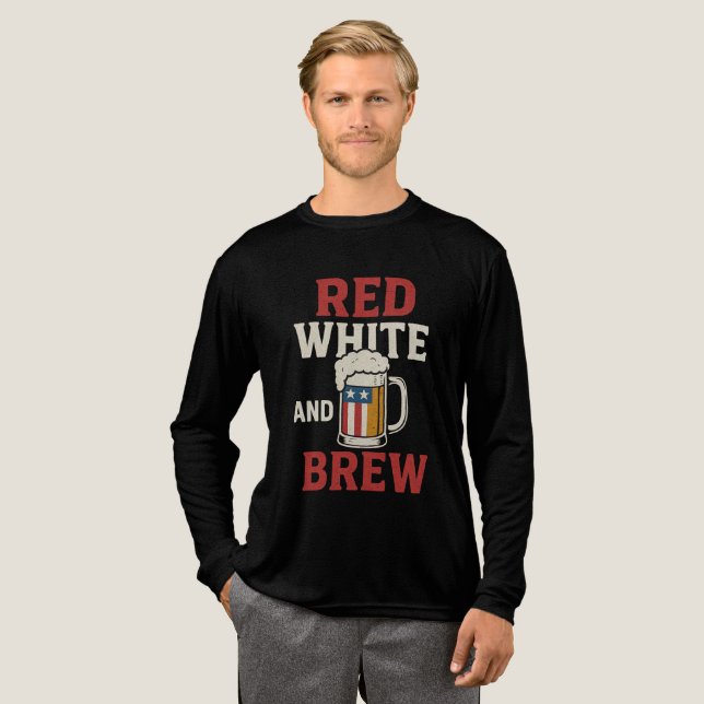 Red White and Brew Shirt – Funny Beer & USA Flag T (Hel framsida)