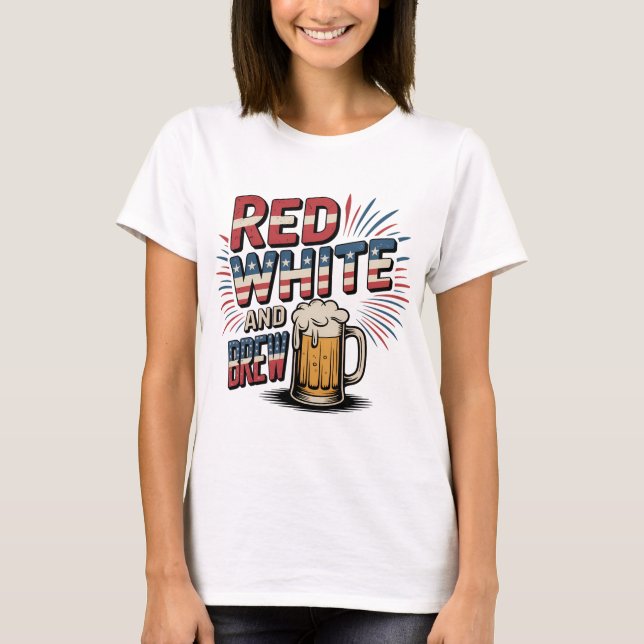Red White and Brew Vintage Stil T Shirt (Framsida)
