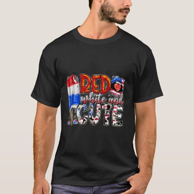 Red White and Cute American Western 4:e juli T Shirt (Framsida)