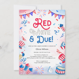 Red White and due - 4:e juli Baby Shower Inbjudningar