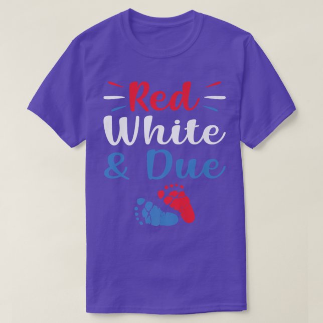 Red White And Due 4th of July Pregnancy Announceme T Shirt (Design framsida)